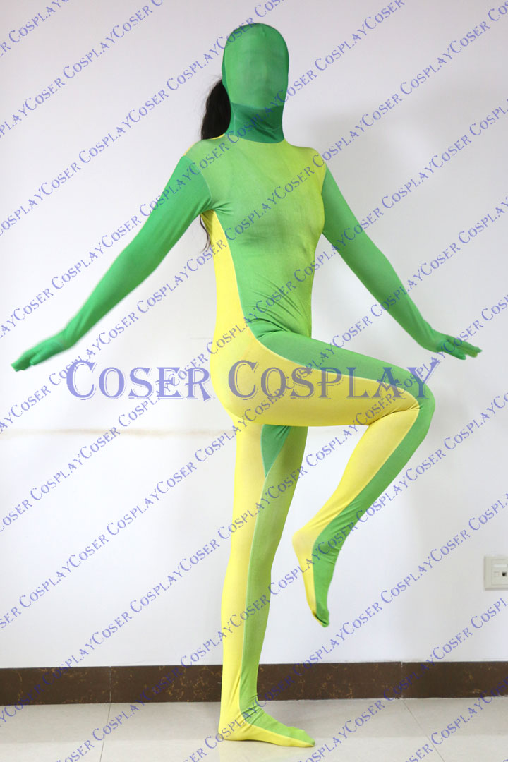 2019 Split Zentai Sexy Halloween Costumes Green Yellow 0305